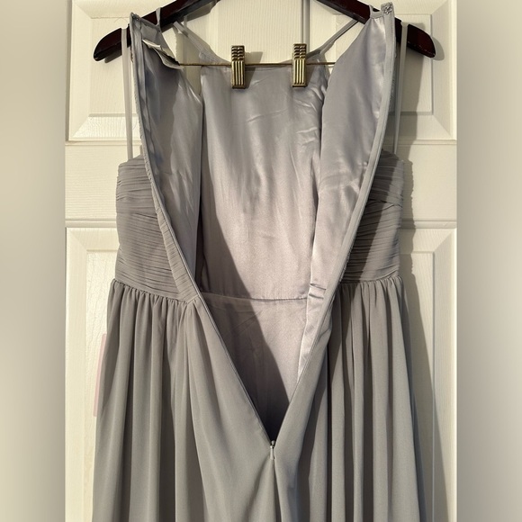 BHLDN Anthro 16 Wedding Madrie Maxi Dress Fog Grey Bridesmaid Halter Chiffon NWT - Picture 8 of 11